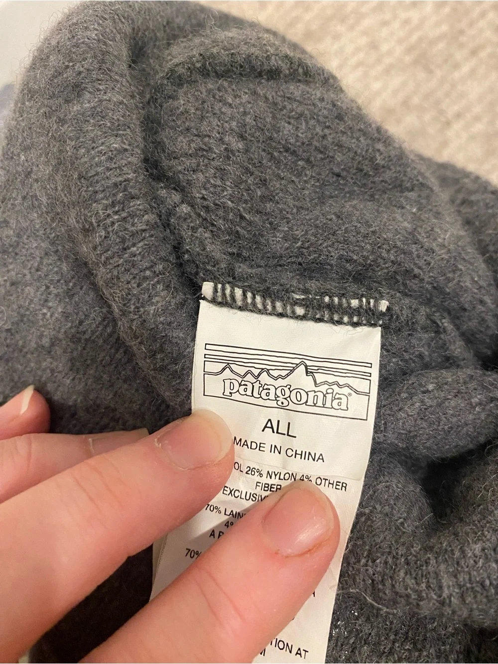 Patagonia Gray Ribbed Beanie